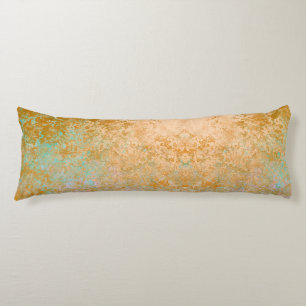 Coussins Longs Gold & Turquoise Blue Patina Encre d'alcool Abstra
