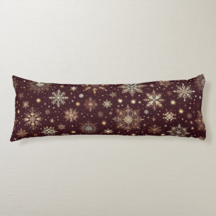 Coussins Longs Golden Frost : Festive Snowflake Wonderland