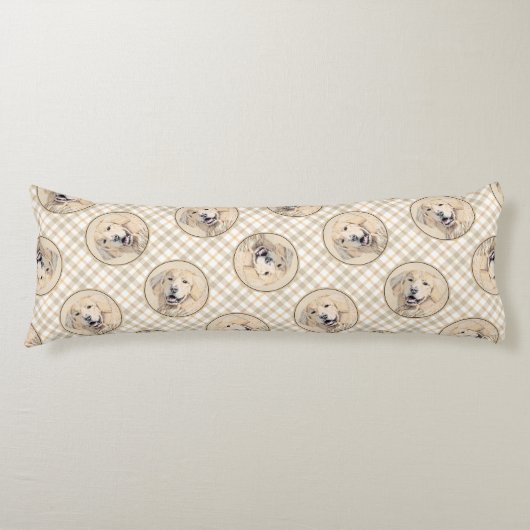 Coussins Longs Golden Retriever Painting mignon Original Chien Ar (Devant)