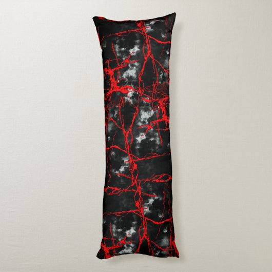 Coussins Longs Goth nocturne d'horreur - Noir et Blanc, Rouge (Dos (Vertical))