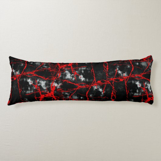 Coussins Longs Goth nocturne d'horreur - Noir et Blanc, Rouge (Devant)