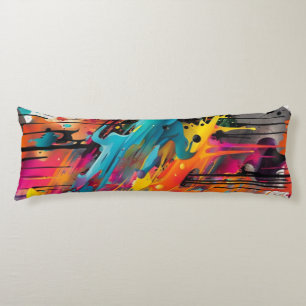 Coussins Longs Graffiti éclaboussé de chaos vif