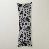Coussins Longs Grand Motif Feuille tombé noir sur gris (Dos (Vertical))