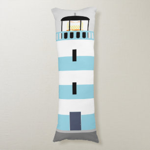 Coussins Longs Grand phare bleu et blanc de Stripey