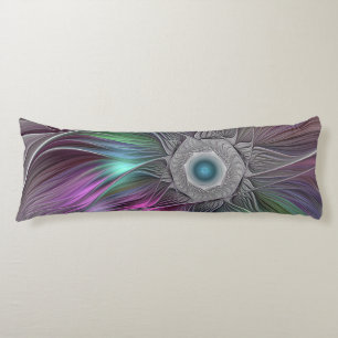 Coussins Longs Grande Fleur colorée Abstraite Trippy Fractal Art