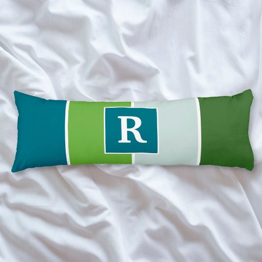 Coussins Longs Grandes bandes en bleu et vert avec Monogrammes