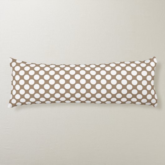 Coussins Longs Grands points rétro - blanc et taupe (Devant)