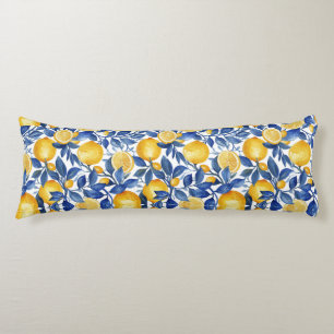 Coussins Longs Gras Bleu Italien Positano Lemon