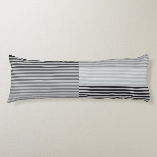Coussins Longs Gray, Black, White Stripes (Devant)