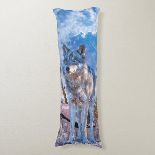 Coussins Longs Gray Wolf "RÉPONDRE À L'APPEL" (Devant (Vertical))