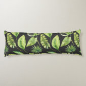 Coussins Longs Green Tropical Feuille Motif Botanique Noir (Dos)