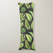 Coussins Longs Green Tropical Feuille Motif Botanique Noir (Devant (Vertical))