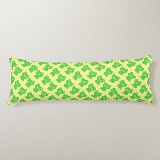 Coussins Longs Grenouilles De Cartographie Motif Vert Et Jaune (Devant)