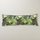 Coussins Longs Grenouilles vert et blanc nénuphars (Dos)