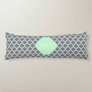 Coussins Longs Gris Charbon Blanc Marocain #5 Menthe Nom Monogram