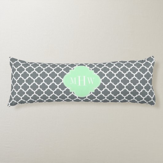 Coussins Longs Gris Charbon Blanc Marocain #5 Menthe Nom Monogram (Devant)