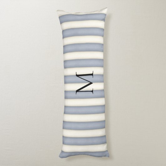 Coussins Longs Gris d'ardoise et rayures blanches anciennes Monog (Dos (Vertical))