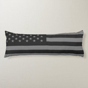 Coussins Longs Gris de noir de drapeau américain