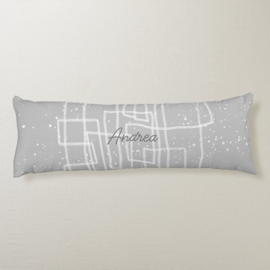 Coussins Longs Gris et blanc abstrait ajouter votre texte (Dos)