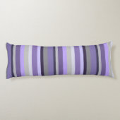 Coussins Longs Gris Lavande Violet Rayé Vertical (Dos)