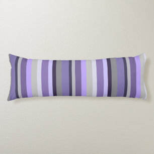 Coussins Longs Gris Lavande Violet Rayé Vertical