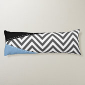 Coussins Longs Gris Zigzag, Gris Chevron, Motif Zigzag, Bleu (Dos)