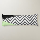 Coussins Longs Gris Zigzag, Gris Chevron, Motif Zigzag, Menthe (Dos)