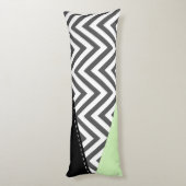 Coussins Longs Gris Zigzag, Gris Chevron, Motif Zigzag, Menthe (Dos (Vertical))