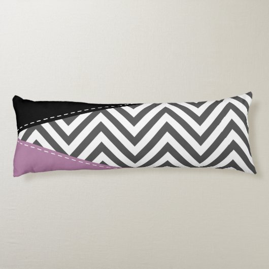 Coussins Longs Gris Zigzag, Gris Chevron, Motif Zigzag, Violet (Dos)