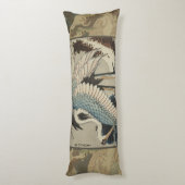 Coussins Longs Grues sur un pin couvert de neige Hokusai (Dos (Vertical))