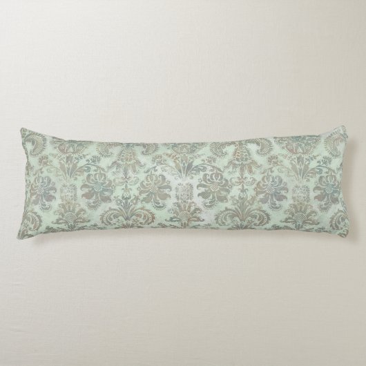 Coussins Longs Grunge Damask Canard Bleu Oeuf Sauge Vert (Devant)