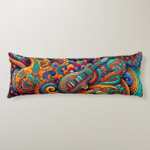 Coussins Longs Guitares en mandala style batik (Devant)