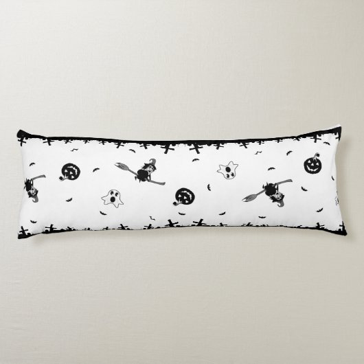 Coussins Longs Halloween Éffrayant noir et blanc (Dos)