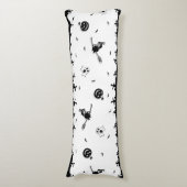 Coussins Longs Halloween Éffrayant noir et blanc (Devant (Vertical))