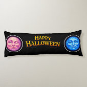 Coussins Longs Halloween green and orange moon faces Gothic fanta (Dos)