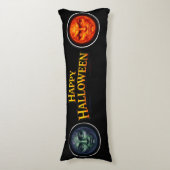 Coussins Longs Halloween green and orange moon faces Gothic fanta (Devant (Vertical))