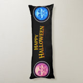 Coussins Longs Halloween green and orange moon faces Gothic fanta (Dos (Vertical))
