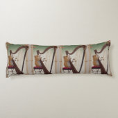 Coussins Longs Hamster Harpist – Elegant Musical Illustration (Dos)