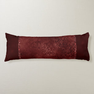 Coussins Longs Henné Romance   Red Satiny Grunge Damask