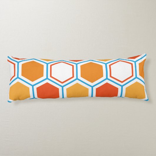 Coussins Longs hexagone en orange, bleu et blanc (Dos)