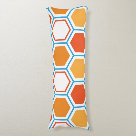 Coussins Longs hexagone en orange, bleu et blanc (Devant (Vertical))