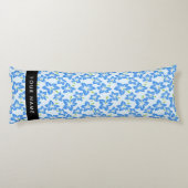 Coussins Longs Hibiscus Bleu, Fleurs Bleues, Votre Nom (Dos)