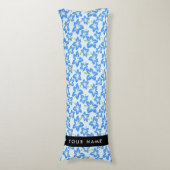 Coussins Longs Hibiscus Bleu, Fleurs Bleues, Votre Nom (Devant (Vertical))