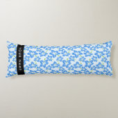 Coussins Longs Hibiscus Bleu, Fleurs Bleues, Votre Nom (Devant)
