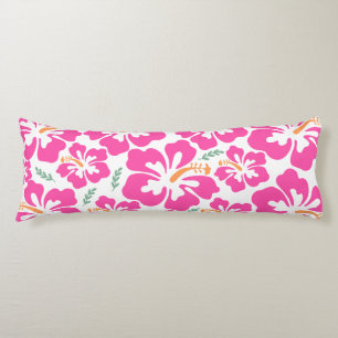 Coussins Longs Hibiscus rose esthétique répétition motif