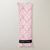 Coussins Longs Hibiscus rose, Fleurs roses, Votre nom (Devant (Vertical))