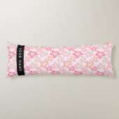 Coussins Longs Hibiscus rose, Fleurs roses, Votre nom (Devant)
