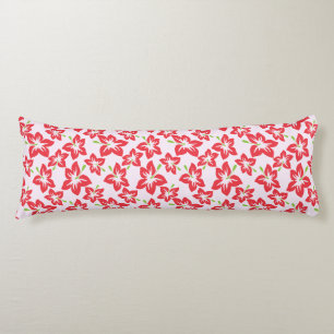 Coussins Longs Hibiscus Rouge, Fleurs Rouges, Motif De Fleurs