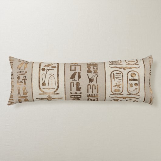 Coussins Longs Hiéroglyphes égyptiens Pastel Gold (Devant)