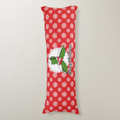 Coussins Longs Holly on Red White Snowflakes (Devant (Vertical))